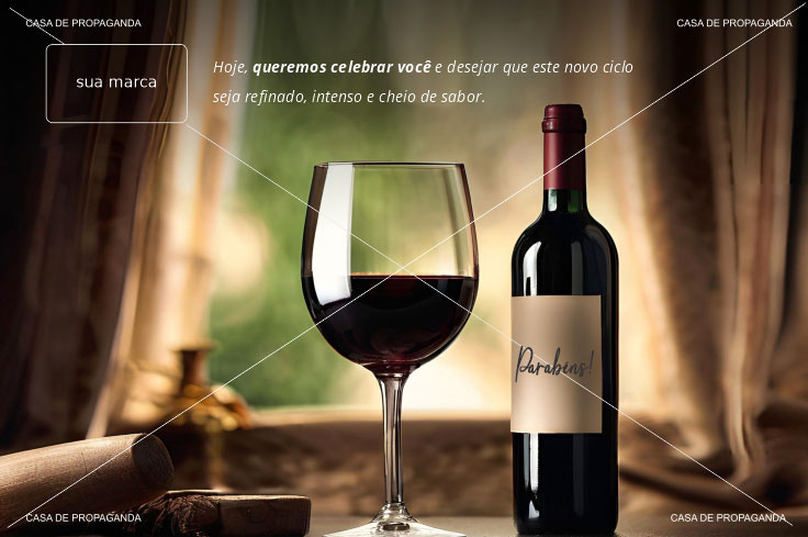 Cartão Aniversário Vinho