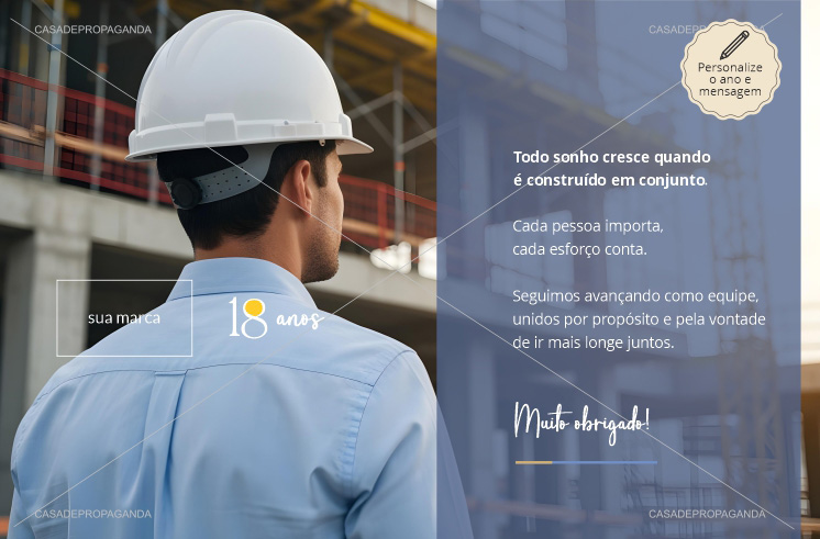 Cartão Aniversário Corporativo Construção