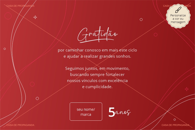 Cartão Aniversário Empresas Vermelho