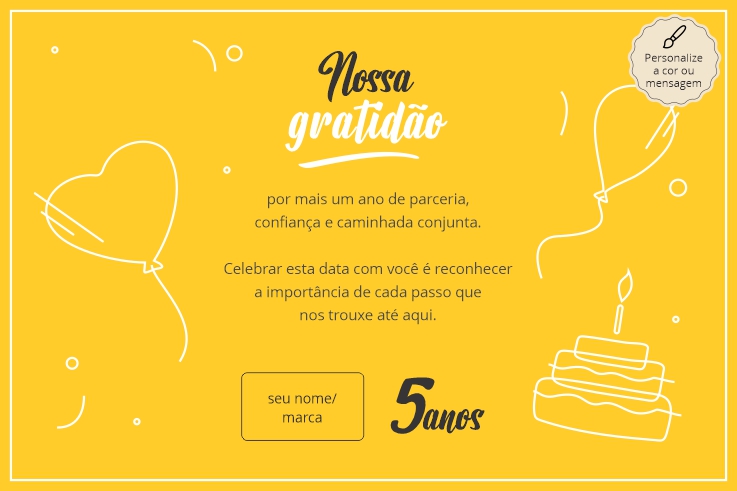 Cartão Aniversário Empresa Yellow