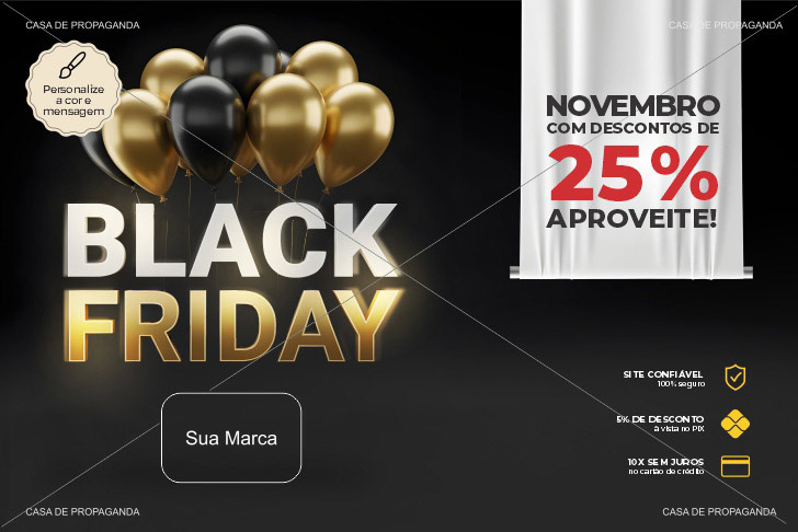 Arte Cartão Promocional Black Friday Balões