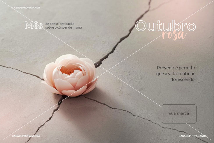 Cartão Empresarial Prevenção ao Câncer de Mama Outubro Rosa - Flor Rosa
