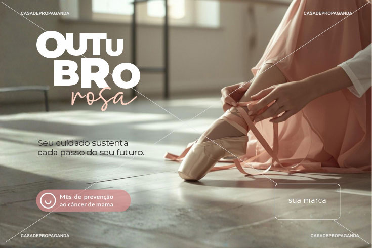 Cartão Corporativo Prevenção ao Câncer de Mama Outubro Rosa - Bailarina