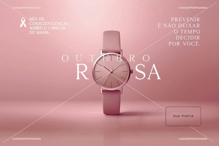 Cartão Corporativo Conscientização ao Câncer de Mama Outubro Rosa - Tempo