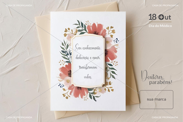 Cartão Dia do Médico Floral