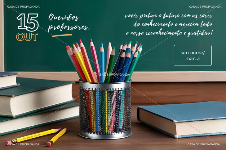 Cartão Dia dos Professores Lápis Coloridos