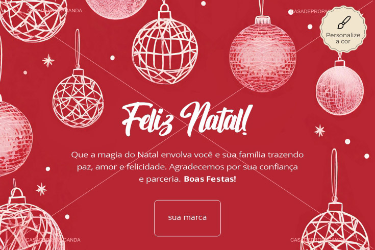 Cartão Natal Bolas Vermelhas